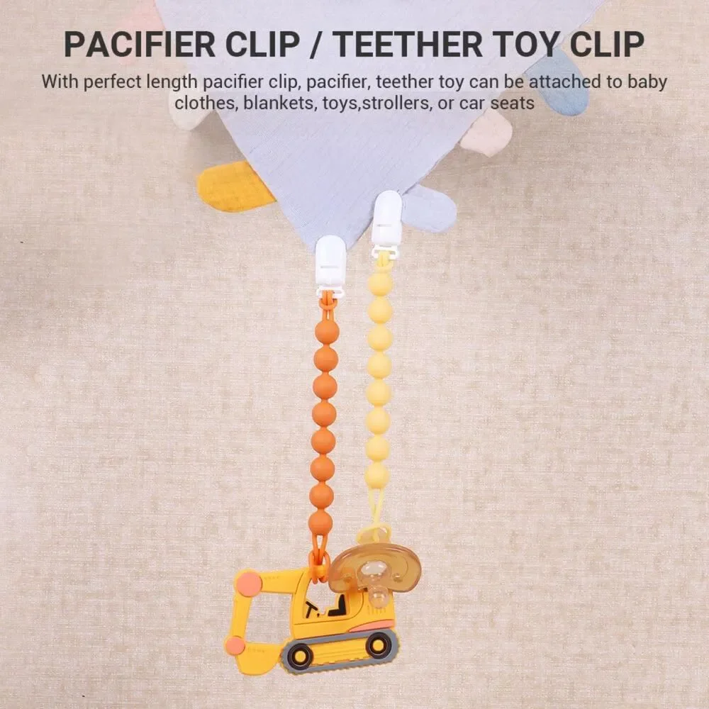 4 Pcs Yellow Baby Silicone Teething Pacifier Clip - One-Piece BPA Free Round